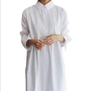 Celmia Women Long Sleeve Stand Collar Pleated Pullover Dress